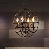 Vintage Industrial Globe Pendant Chandelier: Iron Hanging Light with Candle Design for Coffee Shop - This pendant chandelier is perfect for hanging in any coffee shop, restaurant, or other industrial setting. It features a retro globe design with cand
